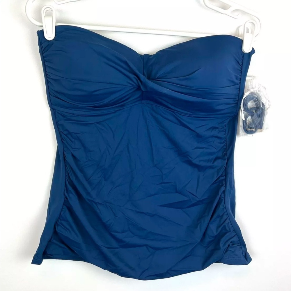 Anne Cole Women’s Blue Bandeau Padded Tankini Top Size XL
